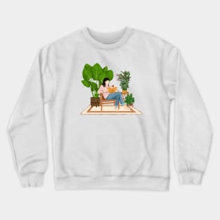 Reading and plants illustration 2 Crewneck Sweatshirt